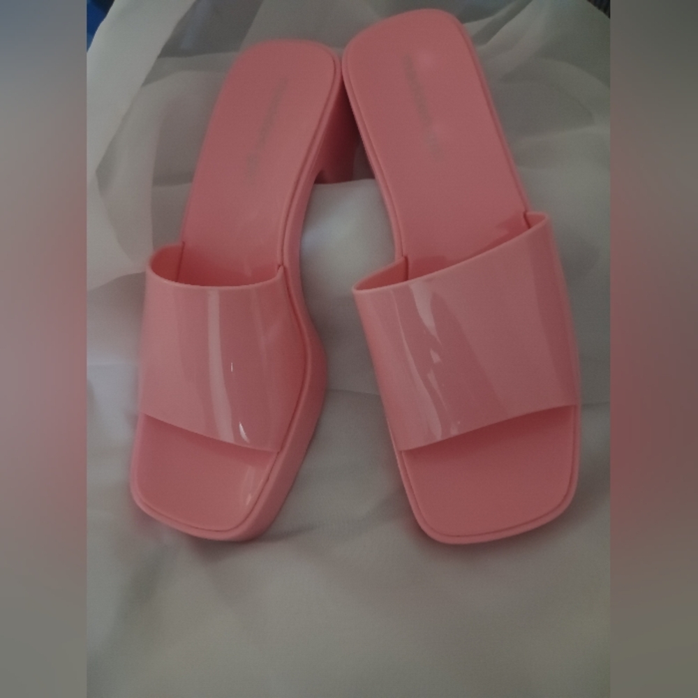 Madden Girl Glossy Pink Mules
